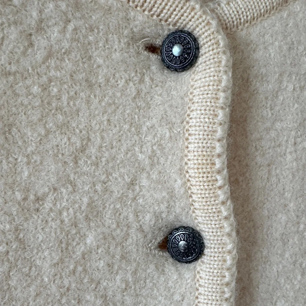 Carroll Reed Vintage 100% Wool Cream Cardigan Sweater - Picture 3 of 10